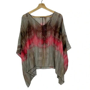 Boutique Jaipur Beige & Pink Studded Butterfly Short Sleeve Top M